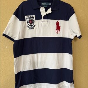 Ralph Lauren Polo Navy and White Striped Polo Shirt SZ XL